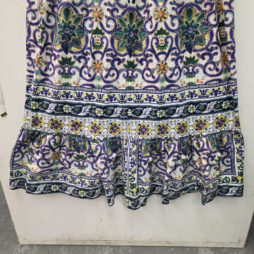 Antonio Melani Tegan Blue Yellow Mosaic Promenade Maxi Skirt Size 8 - Picture 2 of 7